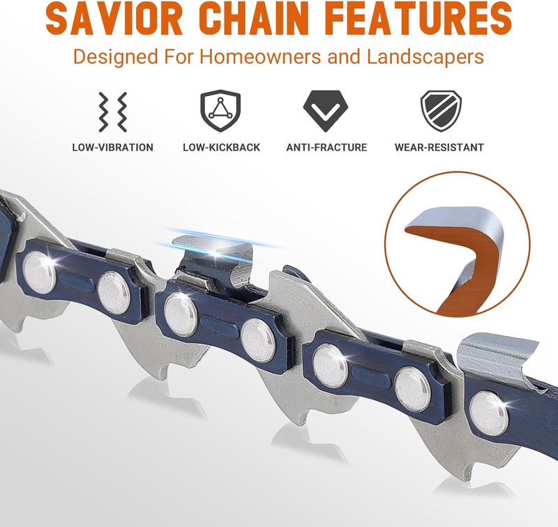 Savior 3Pcs 14 Inch Chainsaw Chain 3/8" LP Pitch .043" Gauge 52 Drive Links for EGO CS1400 CS1401 Makita XCU03 XCU04 XCU08 KOBALT KCS 4040-06 Worx WG384.9 for Makita E-00228, R52 - Image 3